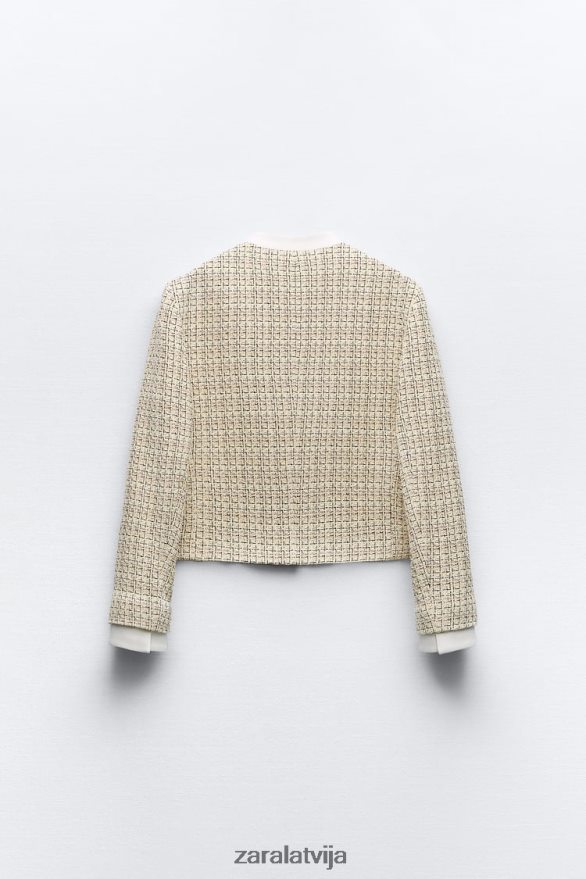 teksturēts īss žakete sievietes Zara daudzkrāsains 6ZTV40169 apģērbs