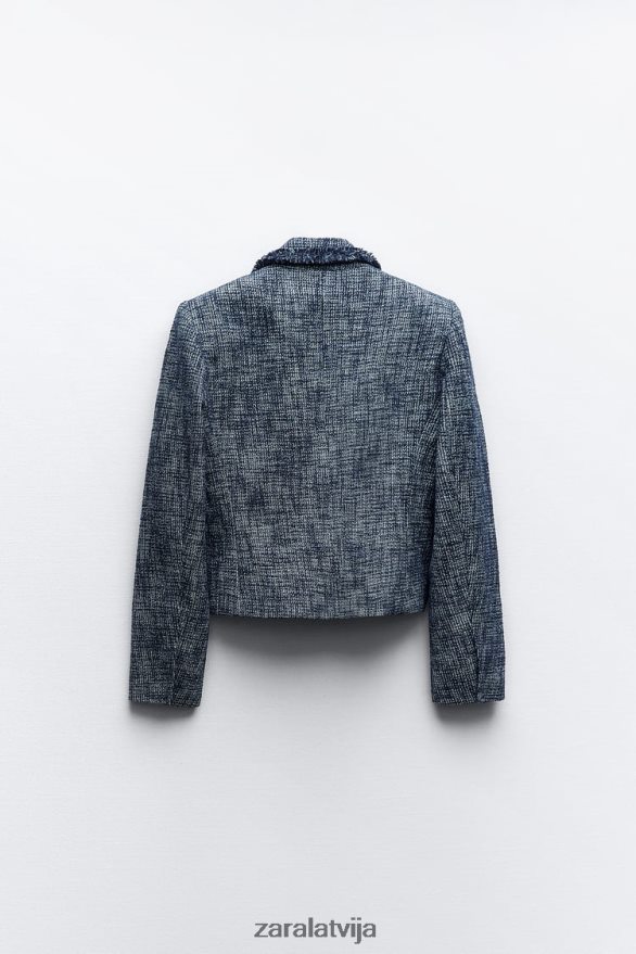 teksturēts īss žakete sievietes Zara jūras zils 6ZTV40181 apģērbs
