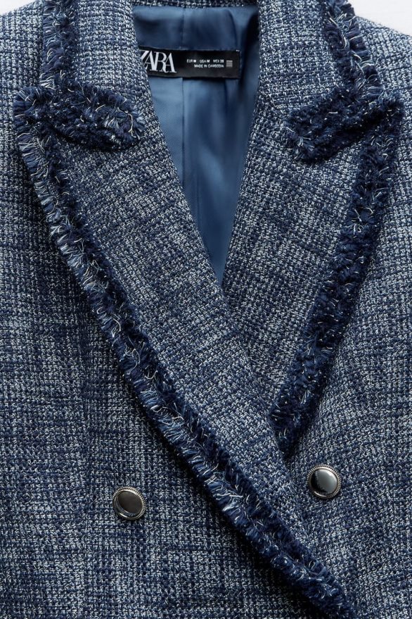 teksturēts īss žakete sievietes Zara jūras zils 6ZTV40181 apģērbs