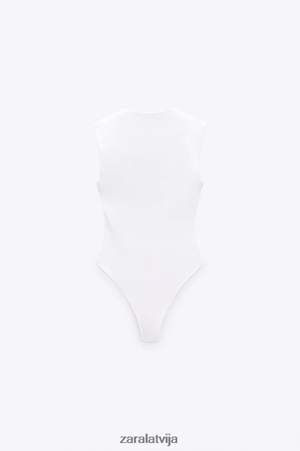 Bodijs ar kvadrātveida kakla izgriezumu sievietes Zara balts 6ZTV40264 apģērbs