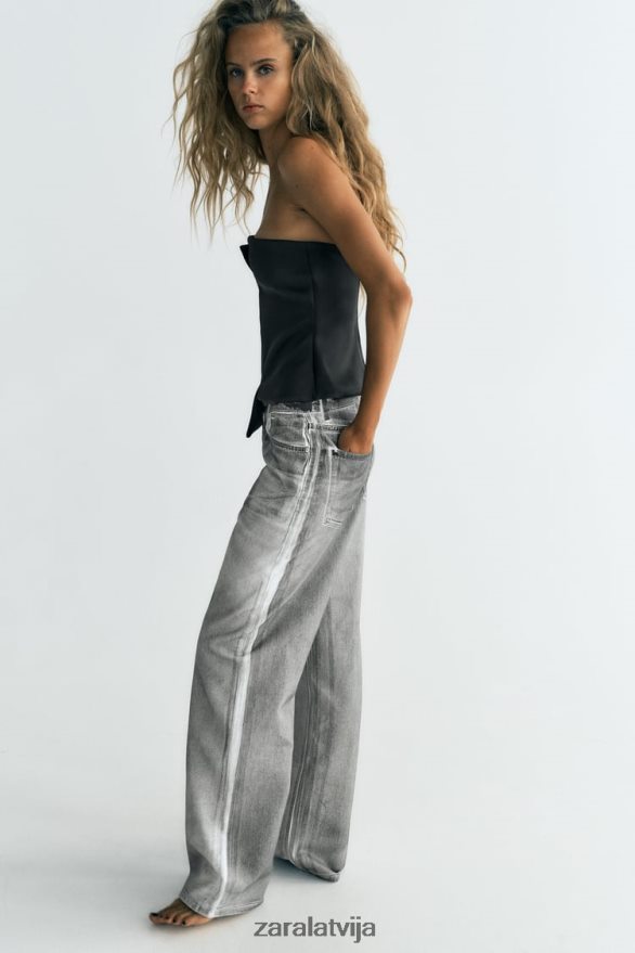 Tops bez lencītēm ar satīna efektu sievietes Zara melns 6ZTV40277 apģērbs