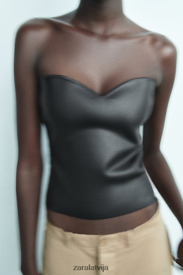 adīt krūtis top sievietes Zara melns 6ZTV40267 apģērbs