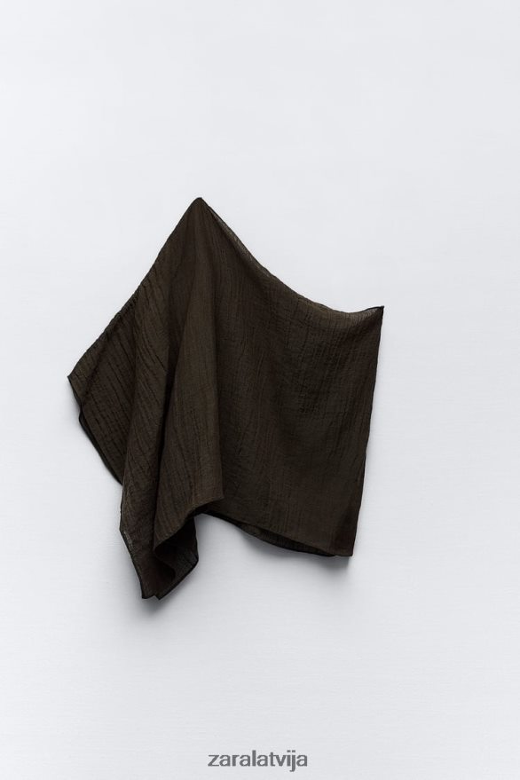 asimetrisks lina maisījuma tops sievietes Zara tumši brūns 6ZTV40280 apģērbs