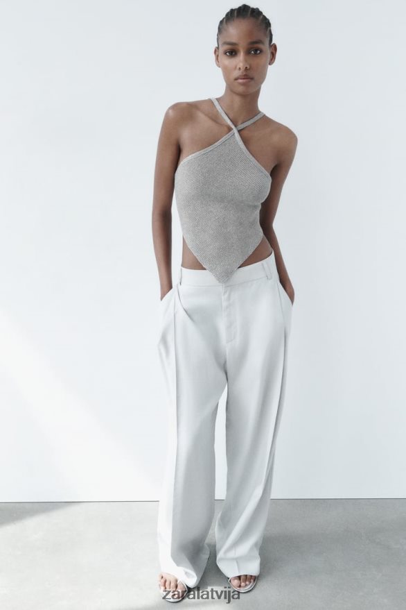 atvērta aizmugures adīta augšdaļa sievietes Zara Sudrabs 6ZTV40279 apģērbs