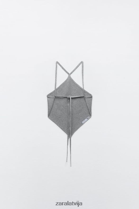 atvērta aizmugures adīta augšdaļa sievietes Zara Sudrabs 6ZTV40279 apģērbs