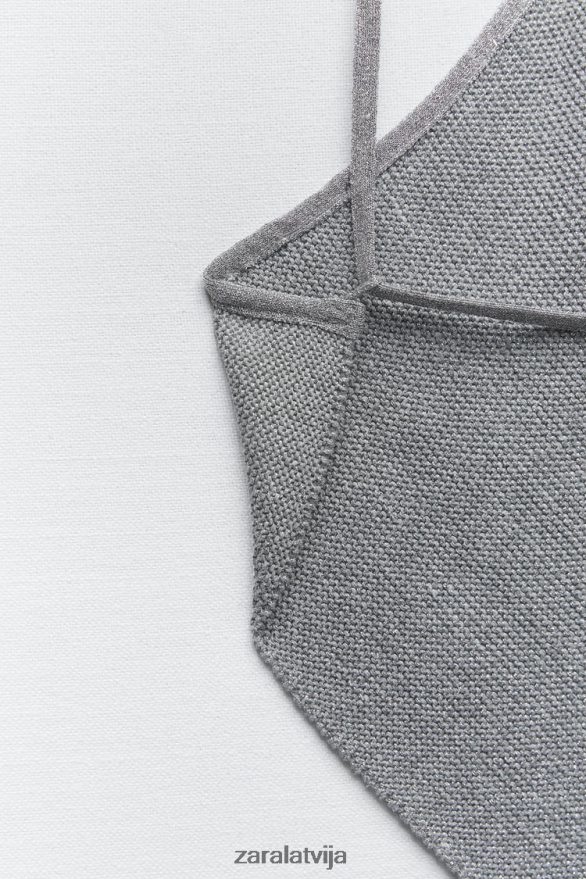 atvērta aizmugures adīta augšdaļa sievietes Zara Sudrabs 6ZTV40279 apģērbs