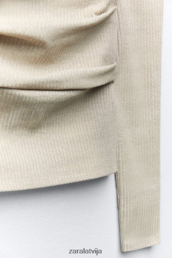 bando tops ar metālisku pavedienu sievietes Zara zeltaini 6ZTV40248 apģērbs