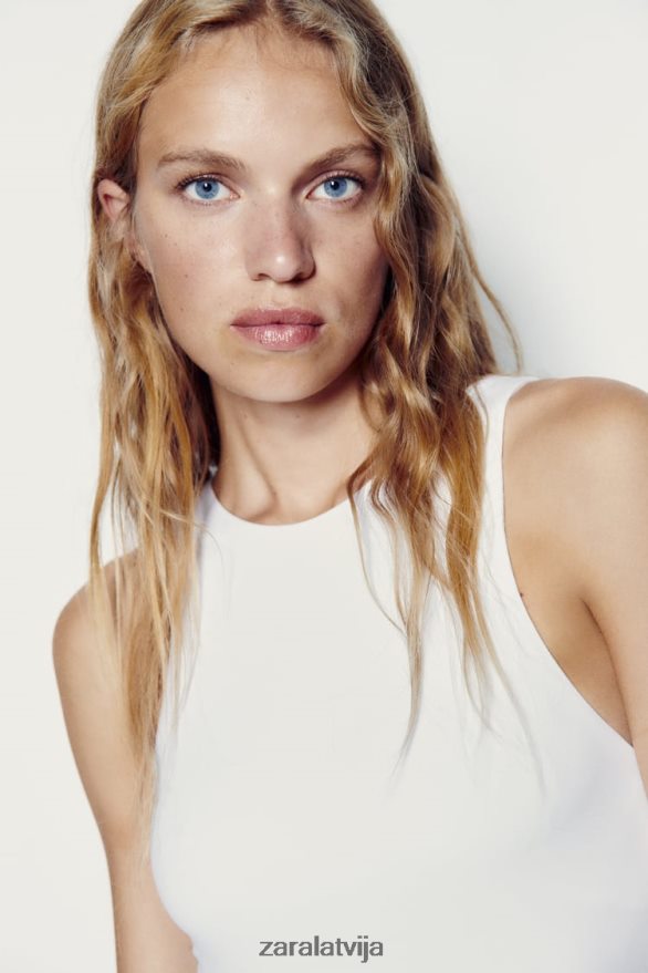 bodijs ar apkakli sievietes Zara balts 6ZTV40270 apģērbs