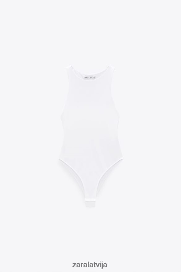 bodijs ar apkakli sievietes Zara balts 6ZTV40270 apģērbs