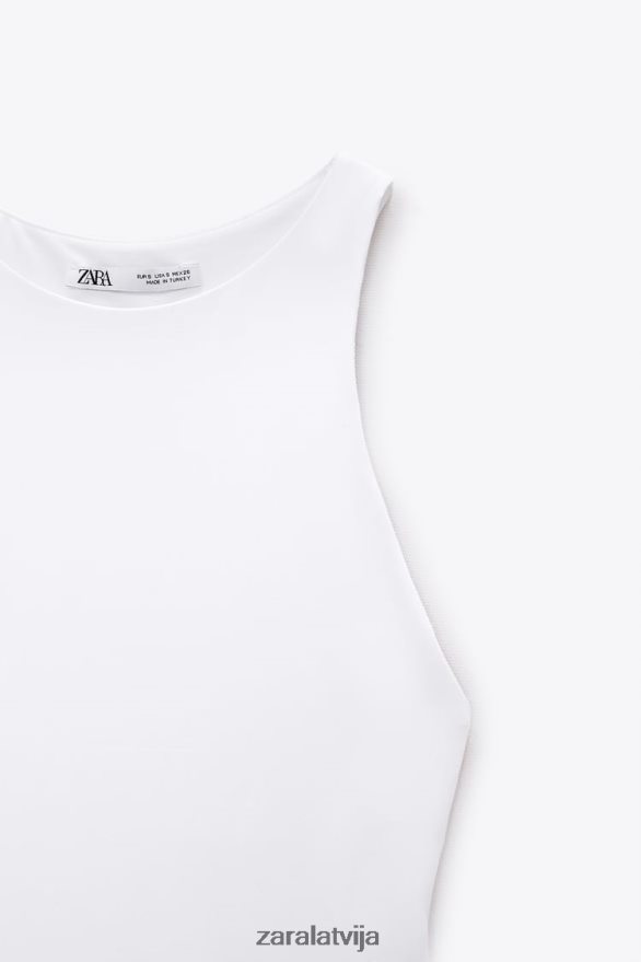 bodijs ar apkakli sievietes Zara balts 6ZTV40270 apģērbs