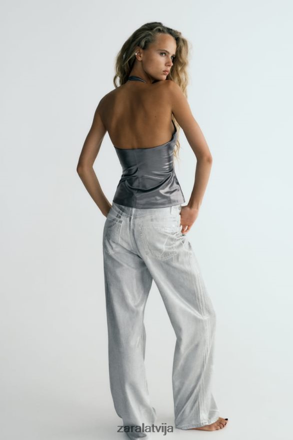 folijas pavada augšdaļa sievietes Zara tērauda 6ZTV40266 apģērbs