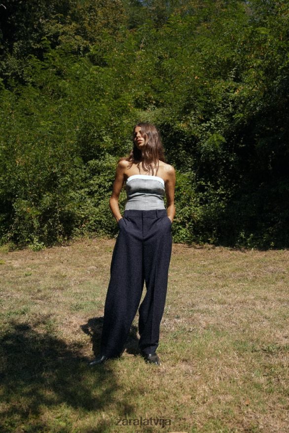 jaukta boksera tops sievietes Zara pelēks 6ZTV40254 apģērbs