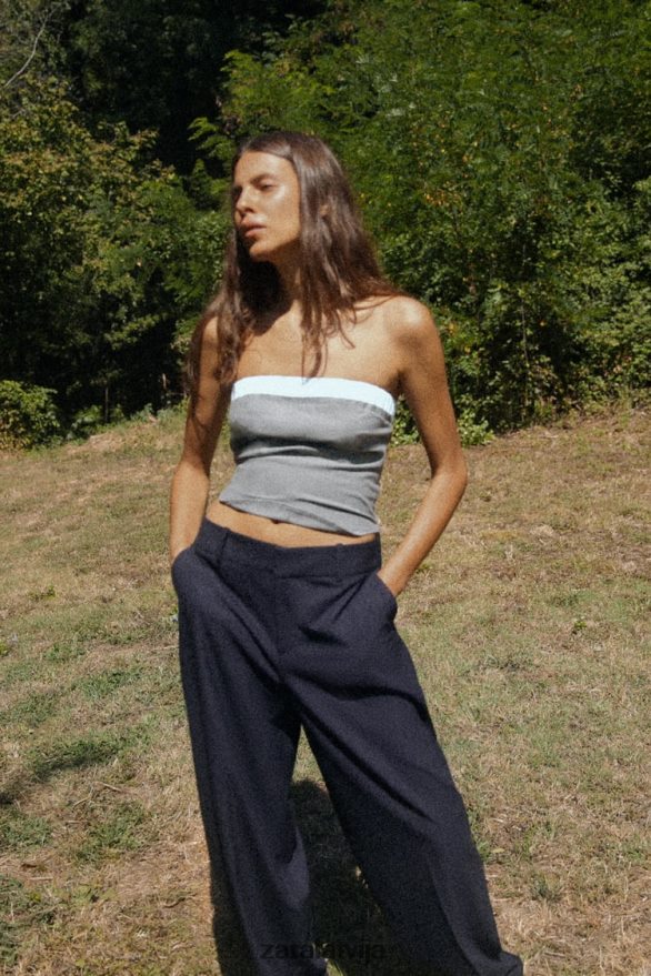 jaukta boksera tops sievietes Zara pelēks 6ZTV40254 apģērbs