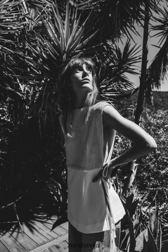 kontrastējošas folijas veste sievietes Zara ekru 6ZTV40252 apģērbs