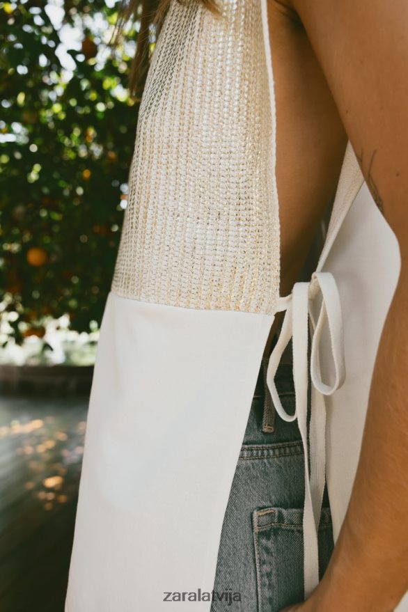 kontrastējošas folijas veste sievietes Zara ekru 6ZTV40252 apģērbs