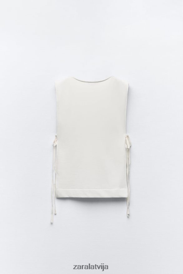 kontrastējošas folijas veste sievietes Zara ekru 6ZTV40252 apģērbs