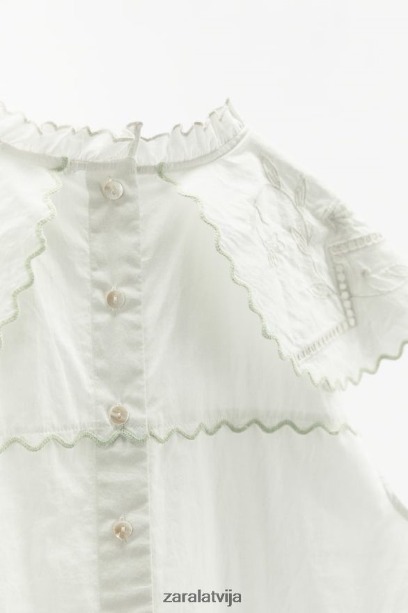 kontrasta izšūts tops sievietes Zara balts 6ZTV40828 apģērbs