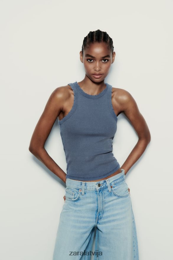 mazgāta ribu tvertnes augšdaļa sievietes Zara zils 6ZTV40274 apģērbs
