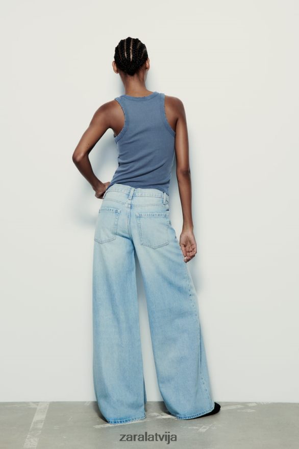 mazgāta ribu tvertnes augšdaļa sievietes Zara zils 6ZTV40274 apģērbs