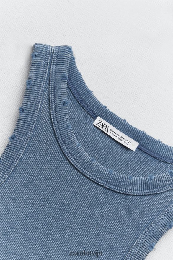 mazgāta ribu tvertnes augšdaļa sievietes Zara zils 6ZTV40274 apģērbs
