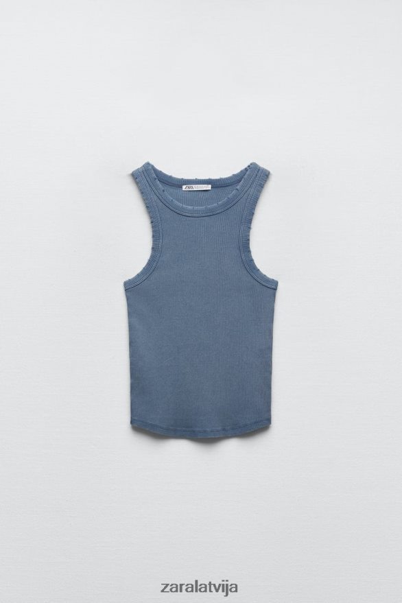 mazgāta ribu tvertnes augšdaļa sievietes Zara zils 6ZTV40274 apģērbs