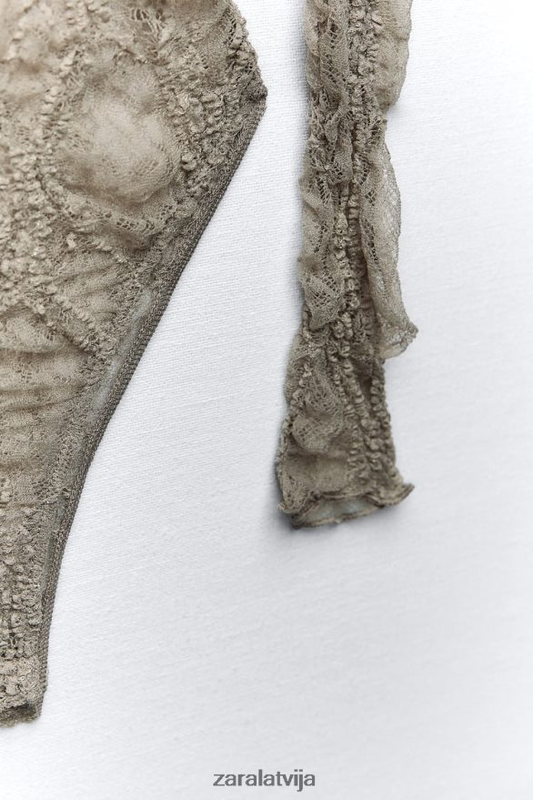 mežģīņu bodijs sievietes Zara gaišs haki 6ZTV40269 apģērbs