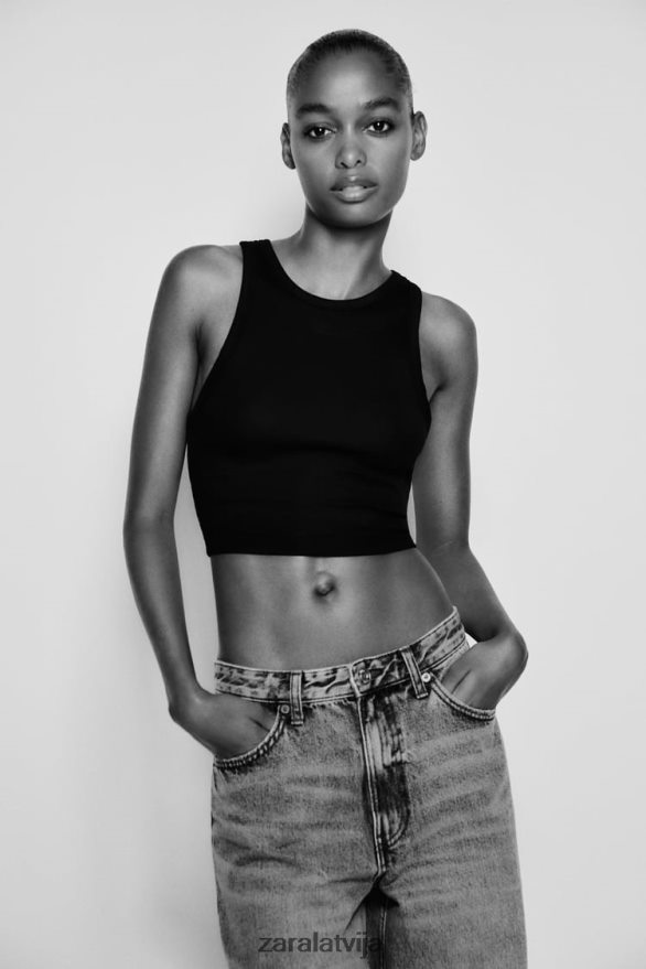 pamata ribu tvertnes augšdaļa sievietes Zara melns 6ZTV40273 apģērbs