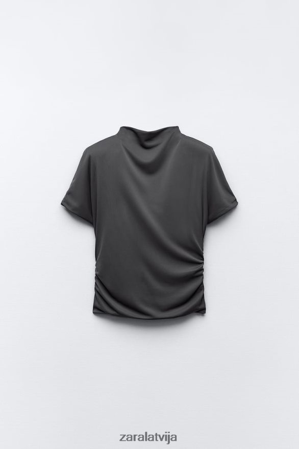 sānu rievota augšdaļa sievietes Zara antracīta pelēks 6ZTV40258 apģērbs