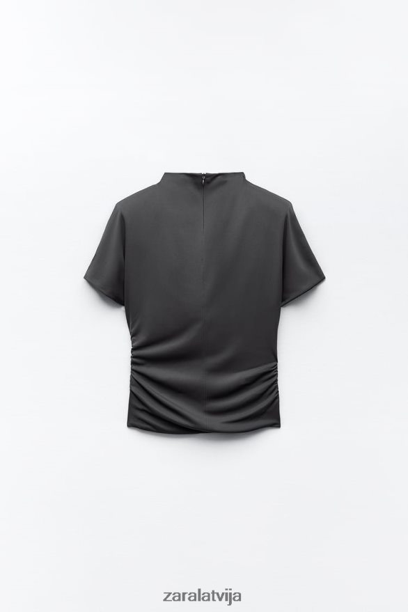 sānu rievota augšdaļa sievietes Zara antracīta pelēks 6ZTV40258 apģērbs