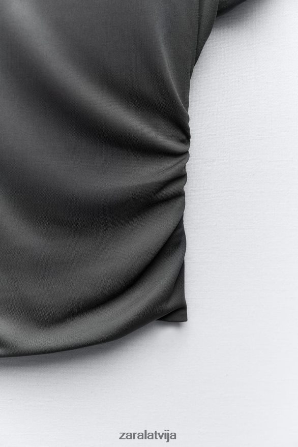 sānu rievota augšdaļa sievietes Zara antracīta pelēks 6ZTV40258 apģērbs