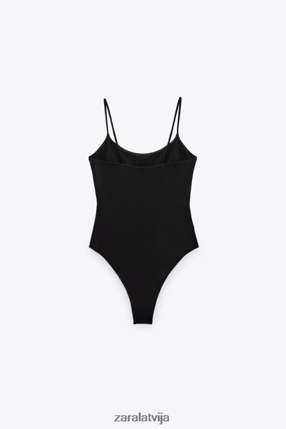 siksnu bodijs sievietes Zara melns 6ZTV40283 apģērbs