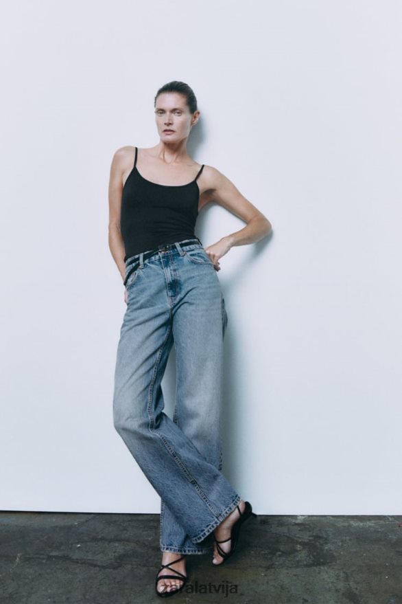 spageti siksniņa elastīga augšdaļa sievietes Zara melns 6ZTV40876 apģērbs