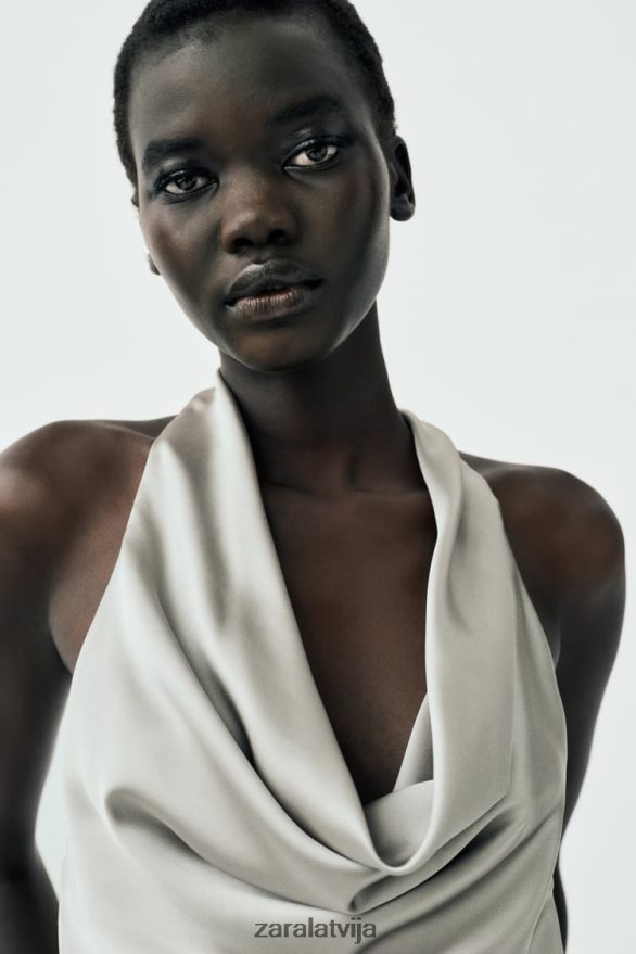 tops ar satīna efektu sievietes Zara mīksts zelts 6ZTV40284 apģērbs