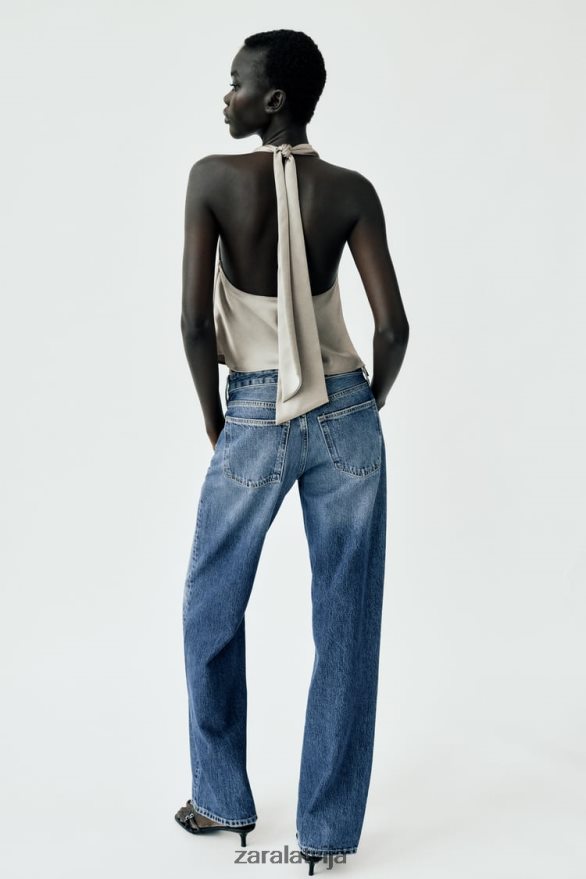 tops ar satīna efektu sievietes Zara mīksts zelts 6ZTV40284 apģērbs