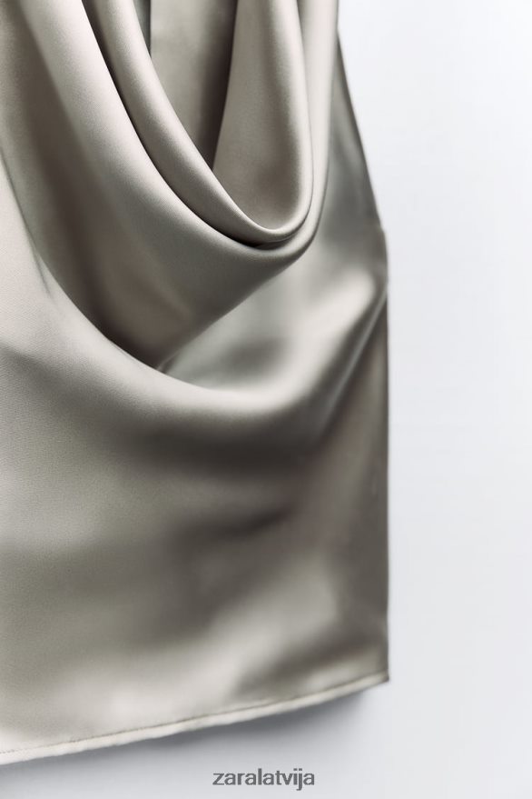 tops ar satīna efektu sievietes Zara mīksts zelts 6ZTV40284 apģērbs