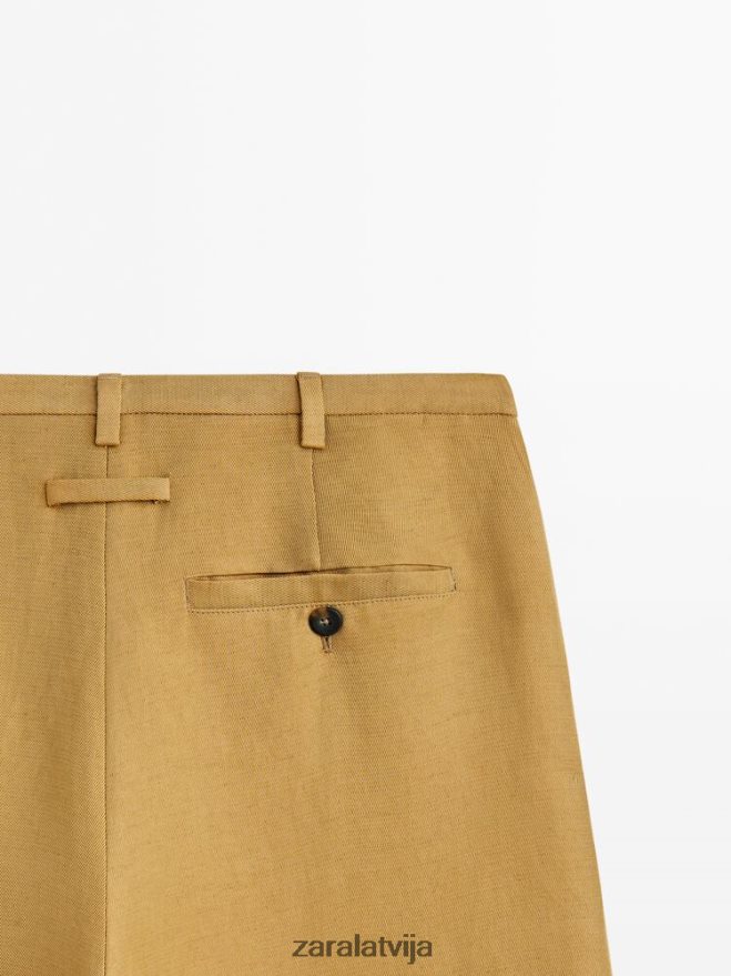 uzvalka bikses ar paceļamām malām sievietes Zara šampanietis 6ZTV40840 apģērbs