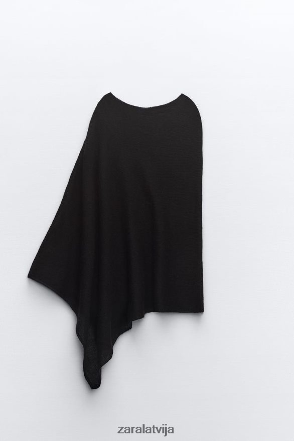 vilnas maisījuma adīta apmetņa augšdaļa sievietes Zara melns 6ZTV40256 apģērbs