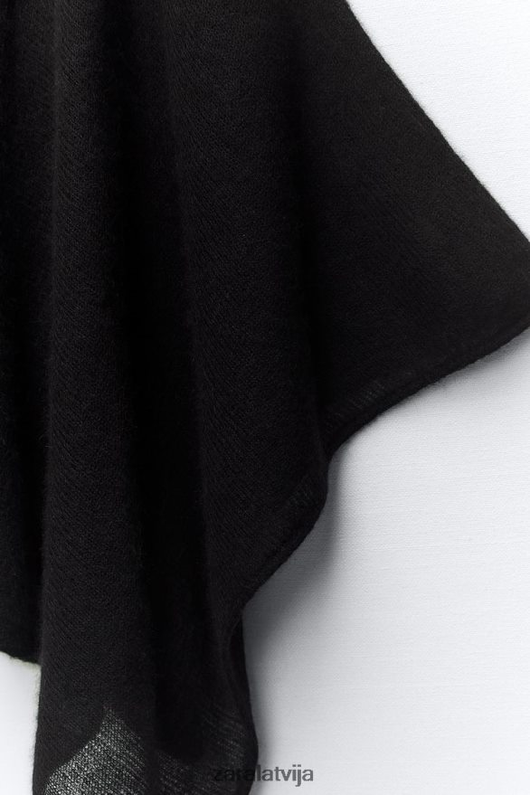 vilnas maisījuma adīta apmetņa augšdaļa sievietes Zara melns 6ZTV40256 apģērbs