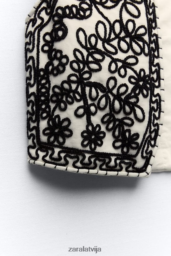 izšūta stepēta veste sievietes Zara ekru 6ZTV40222 apģērbs