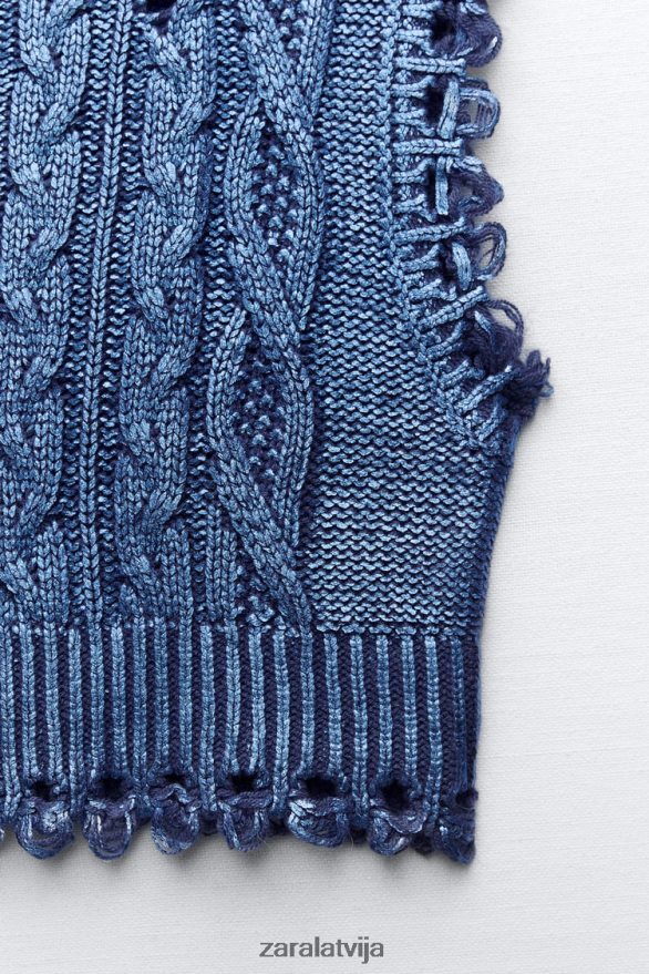 kabeļa adīta metāla veste sievietes Zara indigo 6ZTV40197 apģērbs