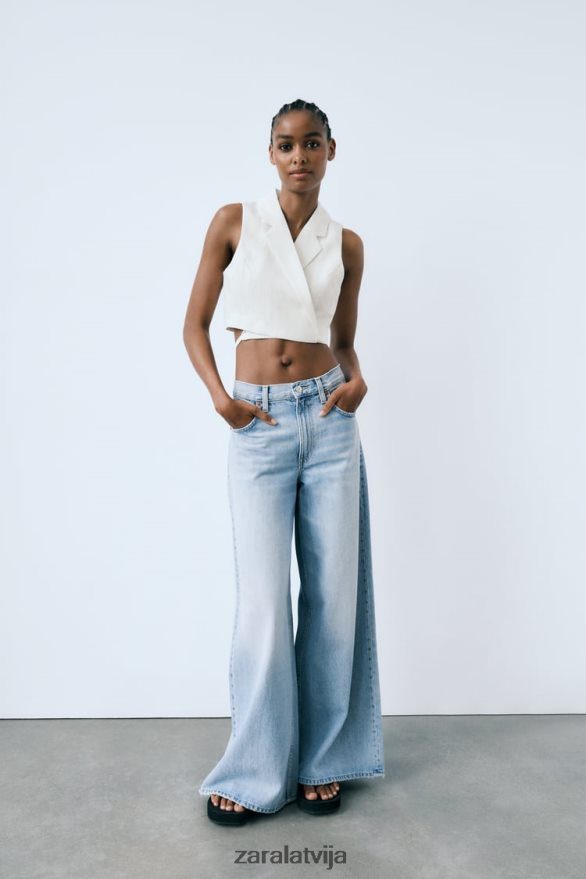 lina maisījuma veste sievietes Zara austeru balts 6ZTV40221 apģērbs