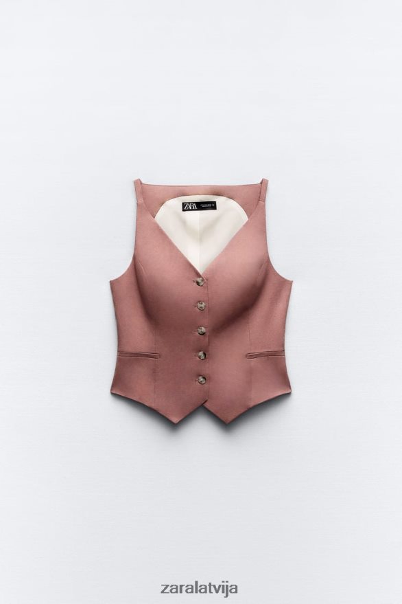 lina maisījuma veste sievietes Zara marsala 6ZTV40211 apģērbs