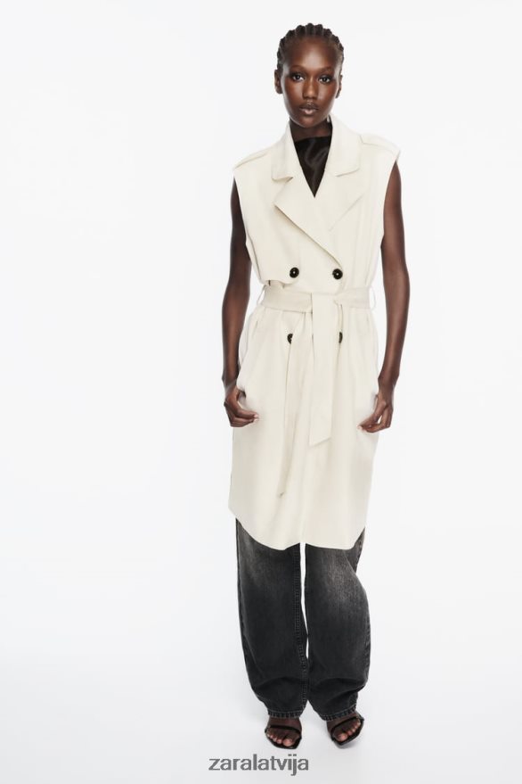 mākslīgās zamšādas garā veste sievietes Zara ekru 6ZTV40208 apģērbs
