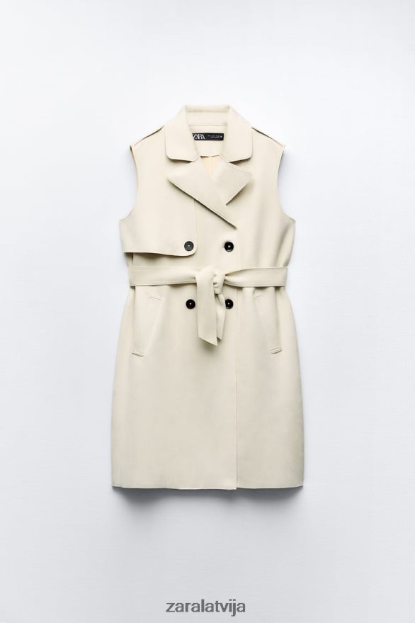 mākslīgās zamšādas garā veste sievietes Zara ekru 6ZTV40208 apģērbs