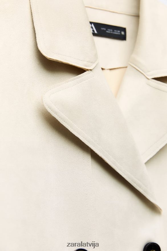 mākslīgās zamšādas garā veste sievietes Zara ekru 6ZTV40208 apģērbs