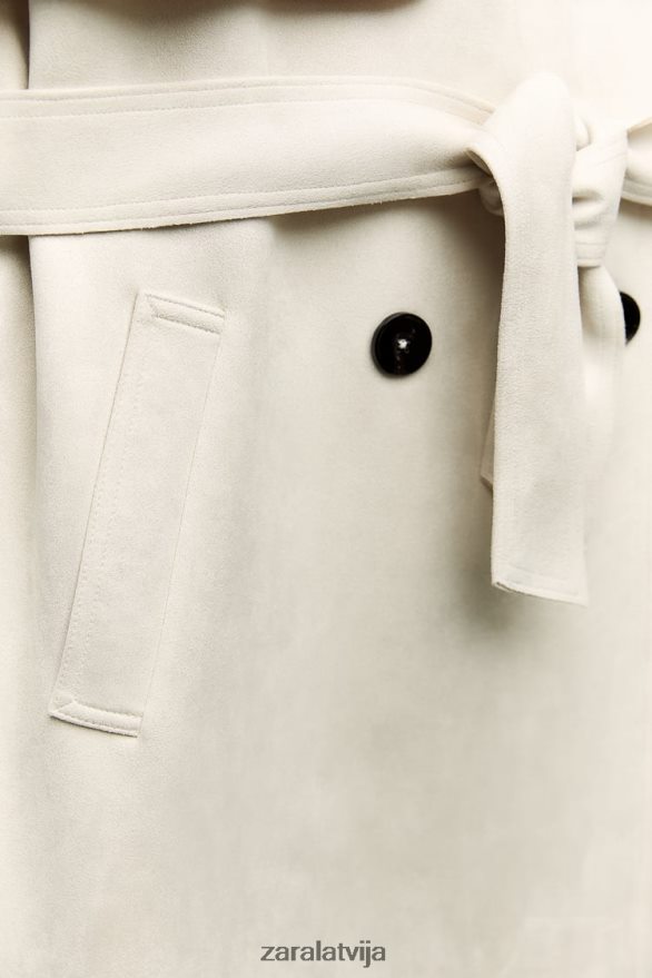 mākslīgās zamšādas garā veste sievietes Zara ekru 6ZTV40208 apģērbs