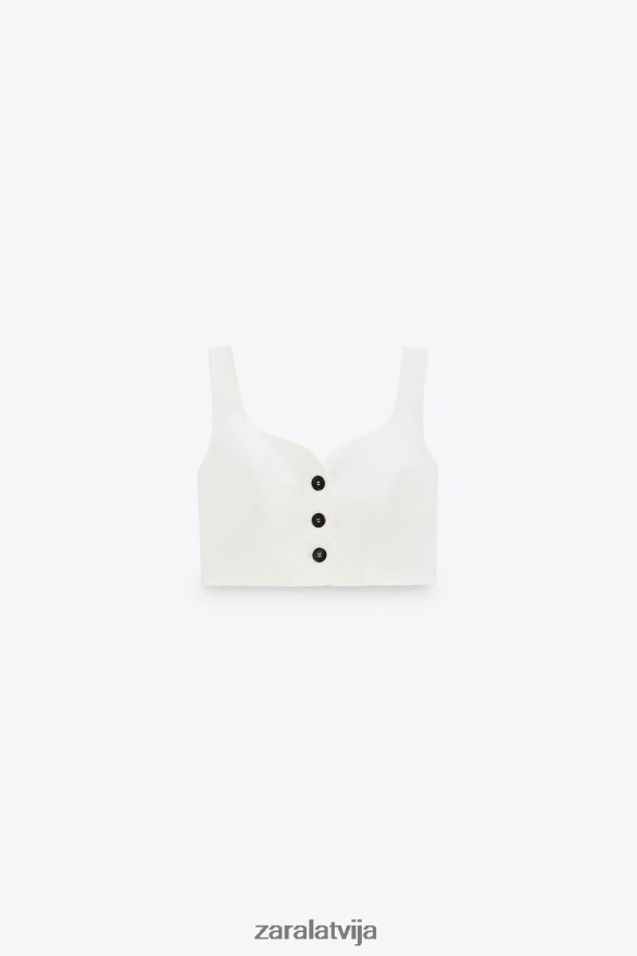 mīļotā kakla izgriezums apgriezta veste sievietes Zara balts 6ZTV40220 apģērbs