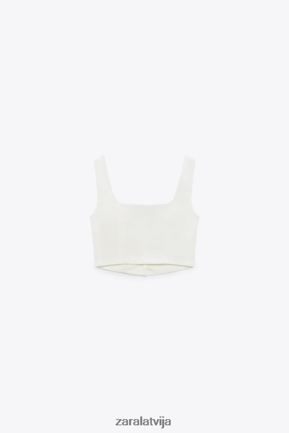 mīļotā kakla izgriezums apgriezta veste sievietes Zara balts 6ZTV40220 apģērbs