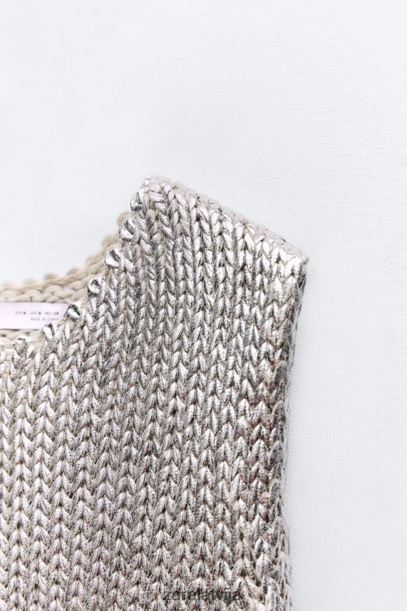 metāliska adīta veste sievietes Zara Sudrabs 6ZTV40213 apģērbs