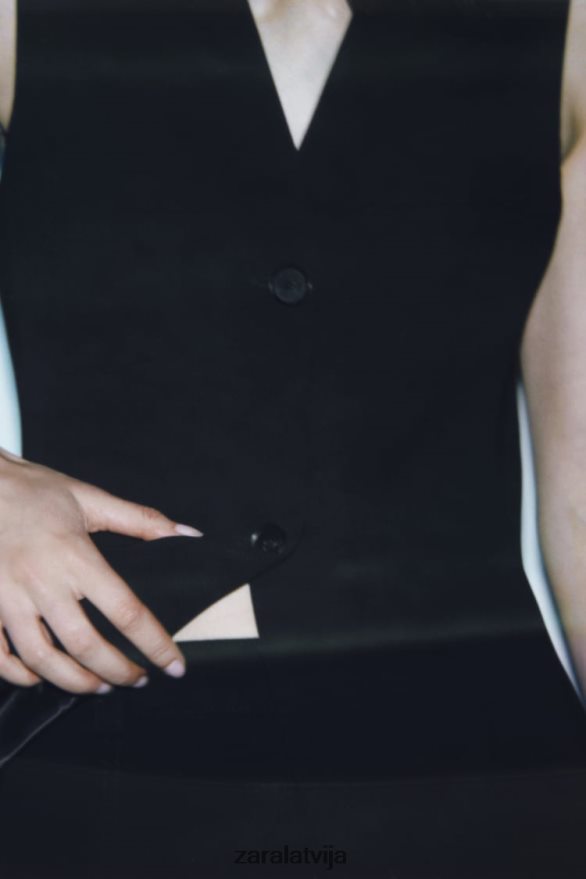 pieguļoša pogājama veste sievietes Zara melns 6ZTV40201 apģērbs